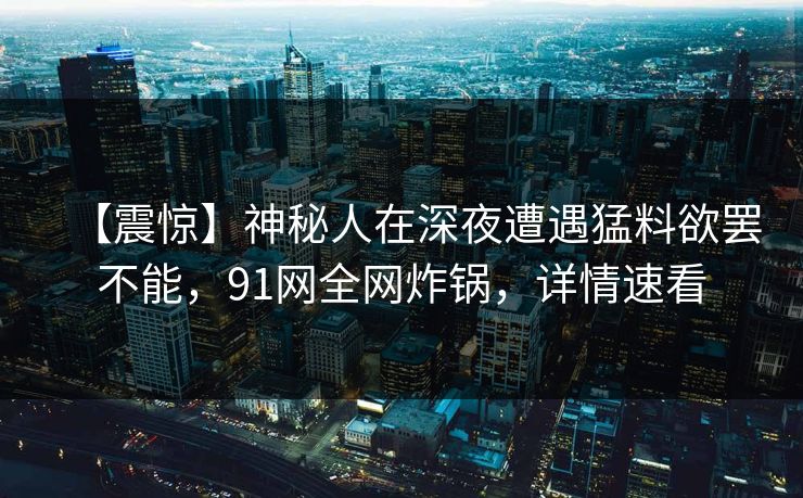 【震惊】神秘人在深夜遭遇猛料欲罢不能，91网全网炸锅，详情速看