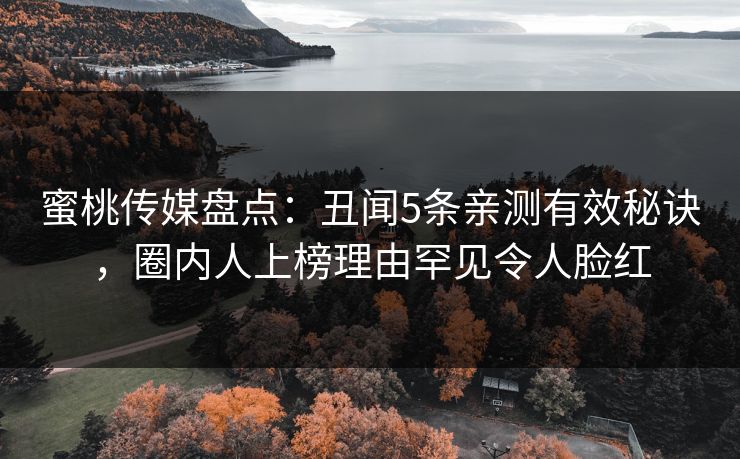 蜜桃传媒盘点:丑闻5条亲测有效秘诀,圈内人上榜理由罕见令人脸红 蜜桃传媒盘点:丑闻5条亲测有效秘诀,圈内人上榜理由罕见令人脸红