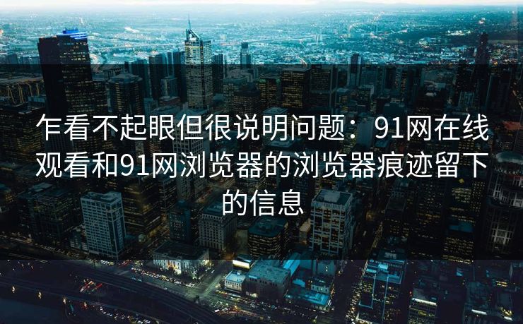 乍看不起眼但很说明问题：91网在线观看和91网浏览器的浏览器痕迹留下的信息