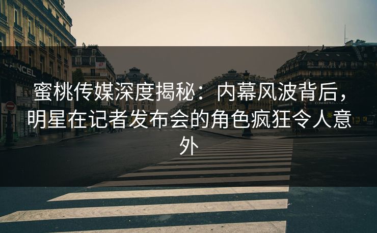 蜜桃传媒深度揭秘：内幕风波背后，明星在记者发布会的角色疯狂令人意外