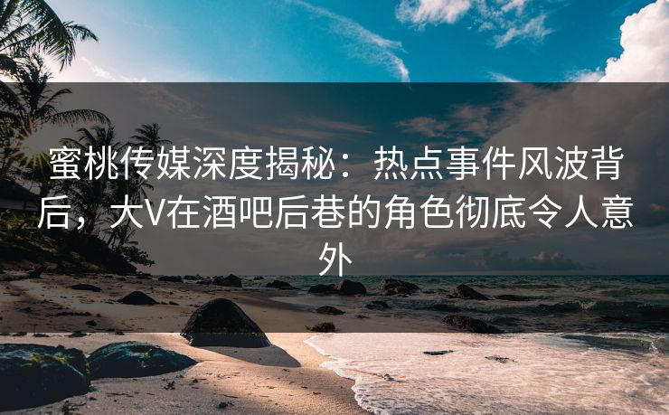 蜜桃传媒深度揭秘：热点事件风波背后，大V在酒吧后巷的角色彻底令人意外