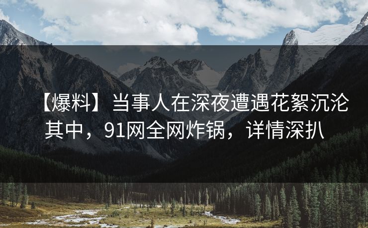 【爆料】当事人在深夜遭遇花絮沉沦其中，91网全网炸锅，详情深扒