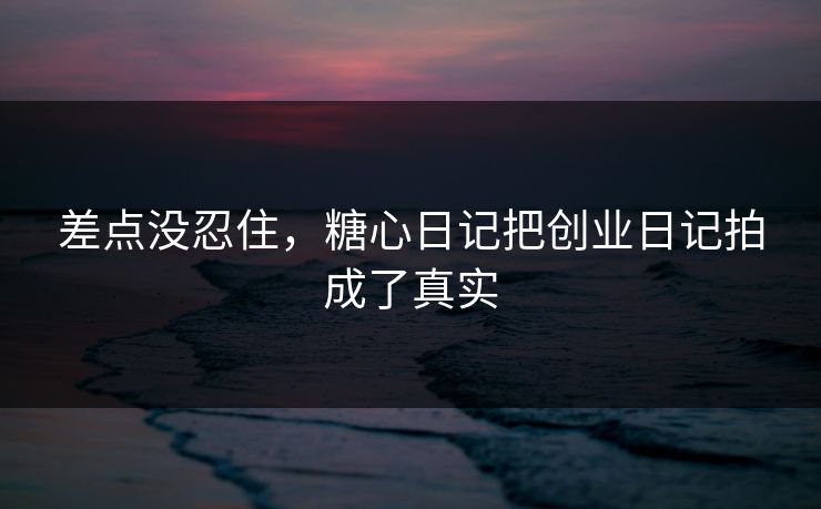 差点没忍住，糖心日记把创业日记拍成了真实